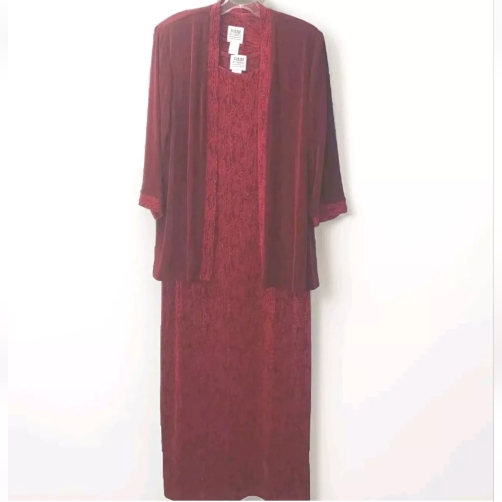 RM Richards X Karen Kwong Jacket Maxi Dress Burgundy Lagenlook Woman XL/16W 2pc
